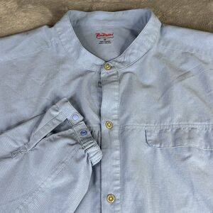 Rail Riders Shirt Men XXL Band Collar Light Blue Ventilated Roll Tab Long Sleeve